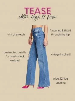 OJG Clothing Tease High Rise Wide Leg Jeans In Hawthorne