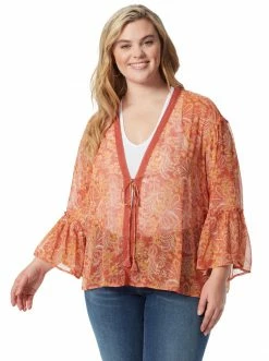 OJG Binx Kimono In Folkloric Auburn Clothing