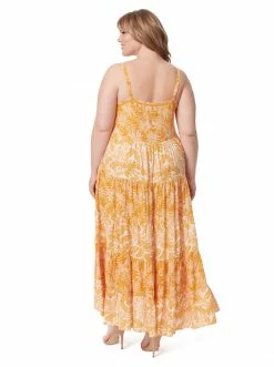 OJG New Arrivals Alanis Tier Dress In Palm Bliss