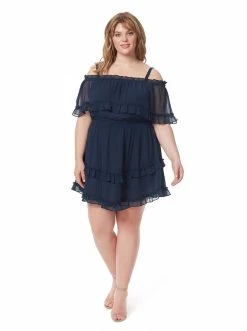 OJG Clothing Amaya Ruffle Dress In Black Iris