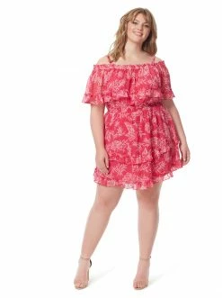 OJG New Arrivals Amaya Ruffle Dress In Summer Bloom