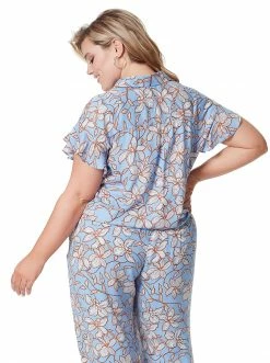 OJG Rhea Flutter Sleeve Top In Amazon Floral