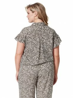 OJG Rhea Flutter Sleeve Top In Daisy Meadow Clothing