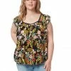 OJG Clothing Lauryn Top In Island Wildflower Black