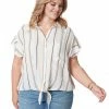 OJG Rhea Flutter Sleeve Top In Moxy Stripe