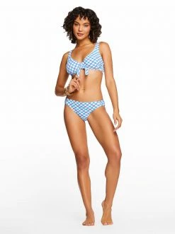 Amerex Swim Afternoon Tea Side Shirred Hipster In Caspian Plaid