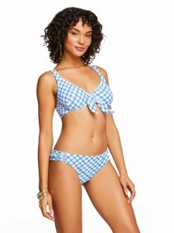 Amerex Swim Afternoon Tea Tie Front D-Bra In Caspian Plaid