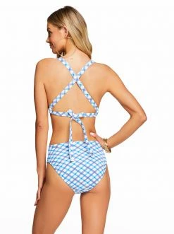 Amerex Swim Afternoon Tea Full Support Triangle Bra In Caspian Plaid