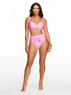 Amerex Basic Solids High Waisted Bottom In Azaelia Swim