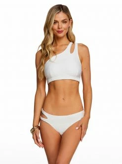 Amerex Swim Basic Solids One Shoulder Top In White