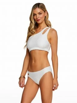 Amerex Swim Basic Solids One Shoulder Top In White
