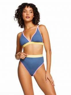 Amerex Chop & Change Full Support Triangle Bra In Navy Swim