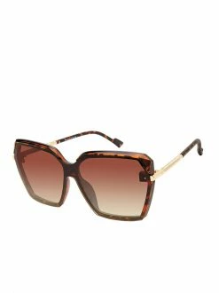 CIO New Arrivals Sophisticated Geometric Sunglasses In Tortoise