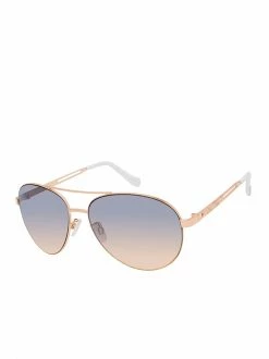 CIO Metal Pilot Aviator Sunglasses In Rose Gold & White EYEWEAR