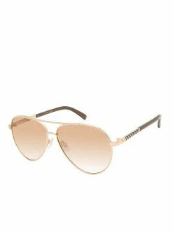 CIO Timeless Metal Aviator Sunglasses In Gold & Brown EYEWEAR
