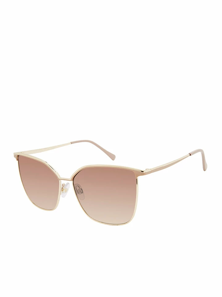 CIO Oversized Metal Cat-Eye Sunglasses In Gold & Nude 1 CIO Oversized Metal Cat-Eye Sunglasses In Gold & Nude