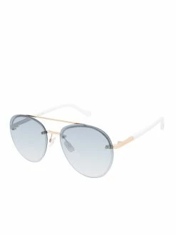 CIO Refined Rounded Aviators In Gold & White