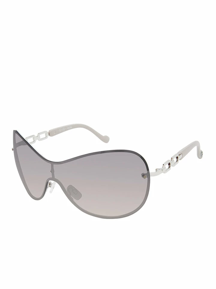 CIO EYEWEAR Oversized Rounded Shield Sunglasses In Silver & Grey 1 CIO EYEWEAR Oversized Rounded Shield Sunglasses In Silver & Grey