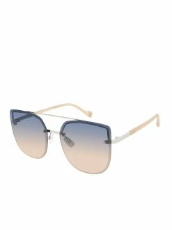 CIO Rounded Brow Bar Sunglasses In Silver & Nude Vacation Vibes