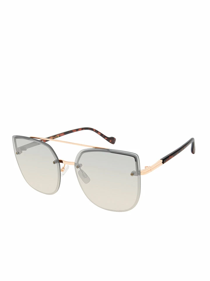 CIO Rounded Brow Bar Sunglasses In Rose Gold & Tortoise EYEWEAR 1 CIO Rounded Brow Bar Sunglasses In Rose Gold & Tortoise EYEWEAR