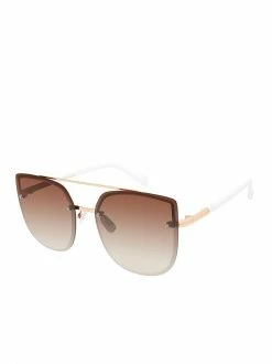 CIO Rounded Brow Bar Sunglasses In Gold & White New Arrivals
