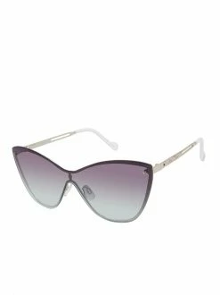 CIO Metal Shield Cat-Eye Sunglasses In Silver & White
