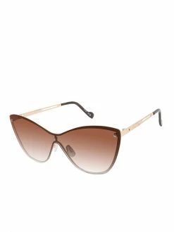CIO Metal Shield Cat-Eye Sunglasses In Gold & Tortoise
