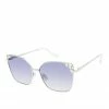 CIO Jeweled Metal Cat-Eye Sunglasses In Silver & White