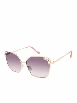 CIO Jeweled Metal Cat-Eye Sunglasses In Rose Gold