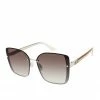 CIO Oversized Metal Square With Enamel Sunglasses In Silver & Tan