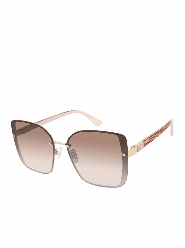 CIO EYEWEAR Oversized Metal Square With Enamel Sunglasses In Rose Gold & Rose 1 CIO EYEWEAR Oversized Metal Square With Enamel Sunglasses In Rose Gold & Rose