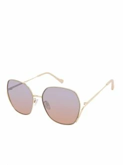 Jessica Simpson Oversized Metal Square Sunglasses In Gold