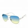 CIO Classic Metal Vented Temple Aviator Sunglasses In Silver & White EYEWEAR