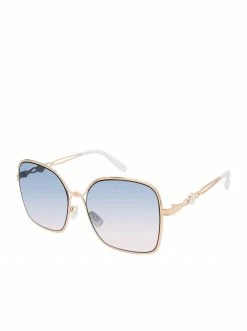 CIO Fashionable Metal Square Sunglasses In Rose Gold & White EYEWEAR