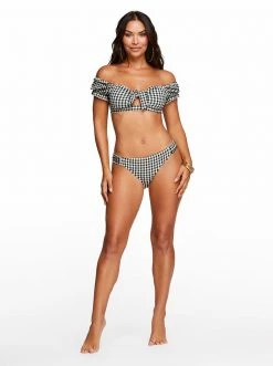 Amerex Swim Countryside Puff Sleeve Bra Top In Black