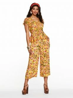 OJG Senna Pant In Golden Rod Acrylic Floral