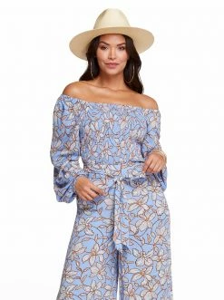 OJG Clothing Daniela Top In Amazon Floral Bel Air Blue