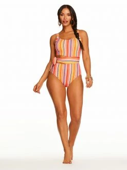 Amerex Escape To Pacific Assymetric One Piece In Femme Stripe