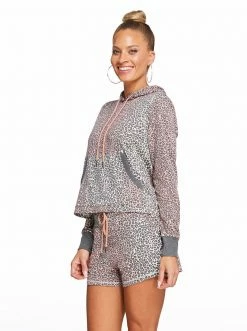 Rockfit Fisher Crop Hoodie In Rosette Mini Cheetah Ombre Clothing