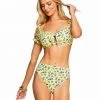 Amerex Swim Floral Delight Puff Sleeve Bra Top In Sol