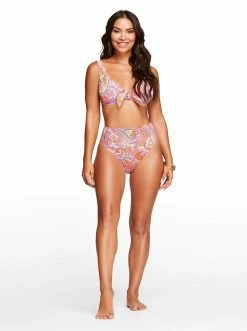Amerex Flower Child High Waisted Bottom In Mandarin Swim