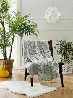 Peking Handicraft Home Ruched Throw In Grey Leopard