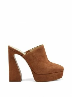 Camuto Shoes Denima Platform Slide In Tobacco
