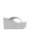 Camuto Stilla Platform Wedge Slide In Silver & Clear Shoes