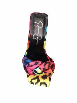 Camuto Shoes Sassia High Heel Slide In Rainbow Leopard