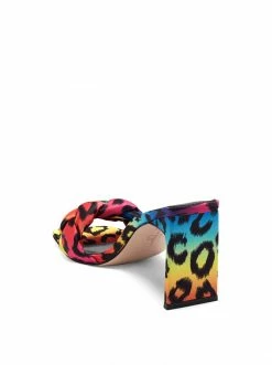 Camuto Shoes Sassia High Heel Slide In Rainbow Leopard