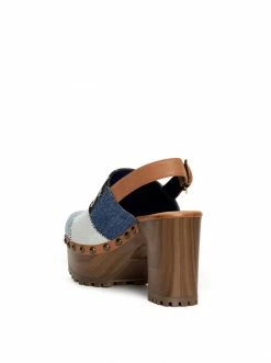 Camuto Tiarah Platform Clog In Denim Patchwork
