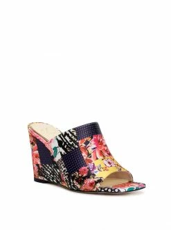 Camuto Shoes Aishia Wedge Slide In Patchwork Multi