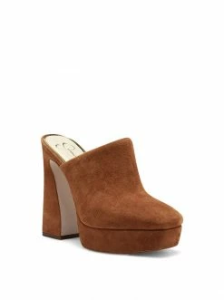 Camuto Shoes Denima Platform Slide In Tobacco
