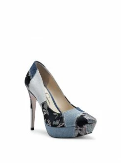 Camuto Rinah Platform Pump In Denim Patchwork